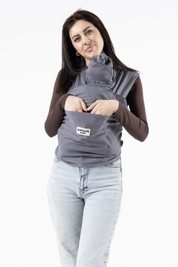 Gürcan Bebe Sling Anakucağı Cepli Bebek Taşıma Şalı - Şapka ve Torba - Görsel 4